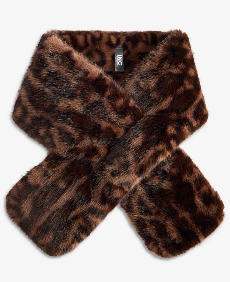 Women's Leopard-Print Faux Fur Muffler