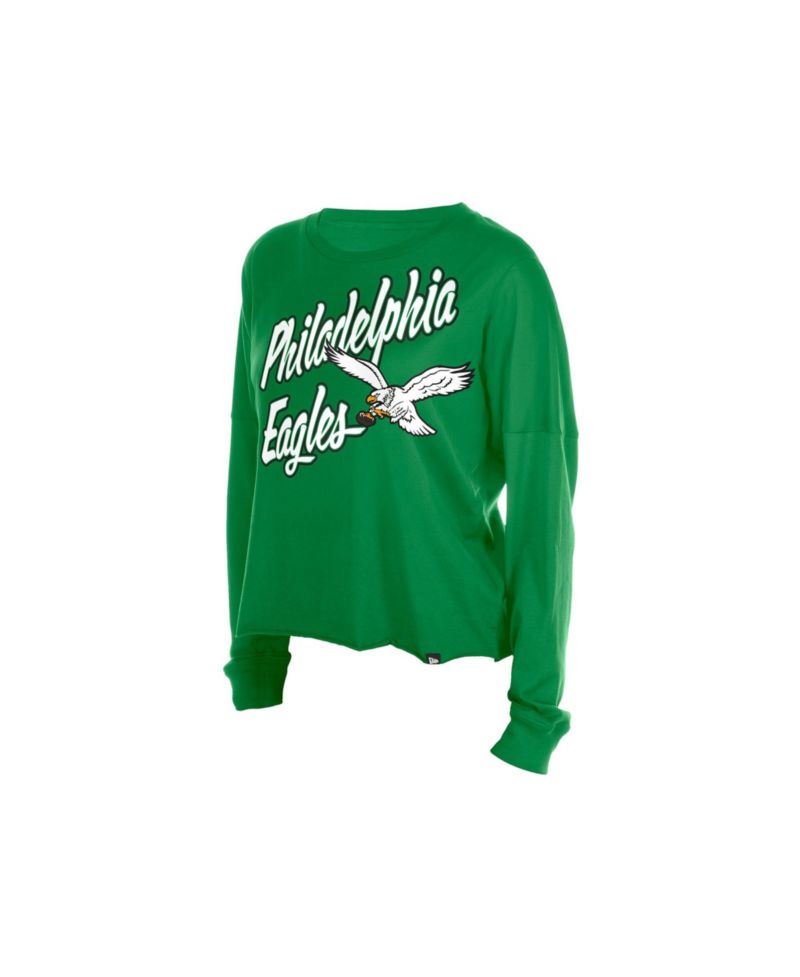 Women's Philadelphia Eagles Cropped Oversized Long-Sleeve T-Shirt