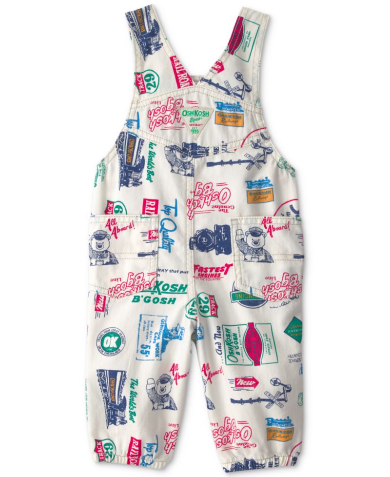 Baby Boys' Vintage Logo Adjustable-Strap Sleeveless Overalls