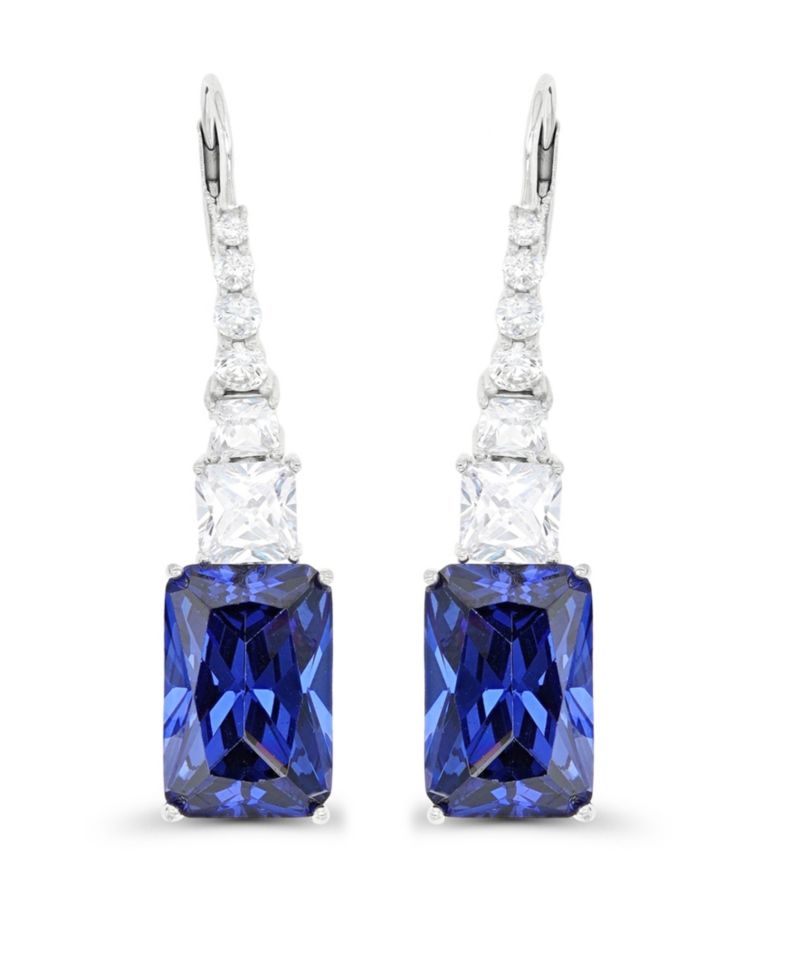 Dangling Earrings in Sterling Silver with Tanzanite Colored Cubic Zirconia