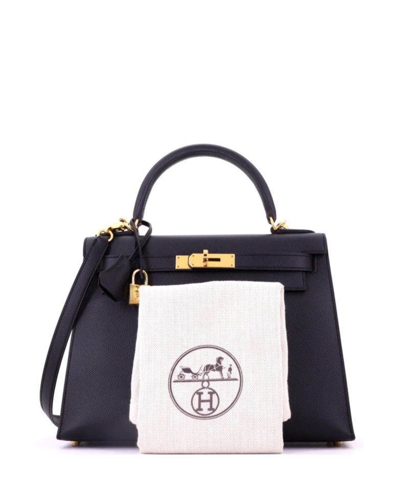 Pre-Owned Hermes Kelly 28 Handbag Black Epsom with Gold Hardware