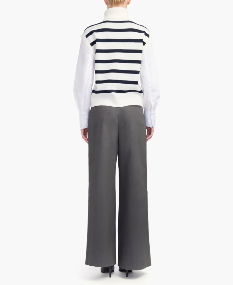 Women's Mixed-Media Turtleneck Striped Tunic