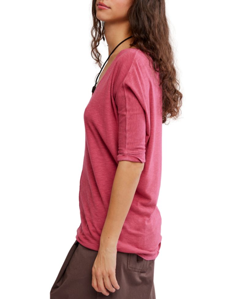 Women's High Line V-Neck 3/4-Length-Sleeve Cotton-Modal-Blend T-Shirt