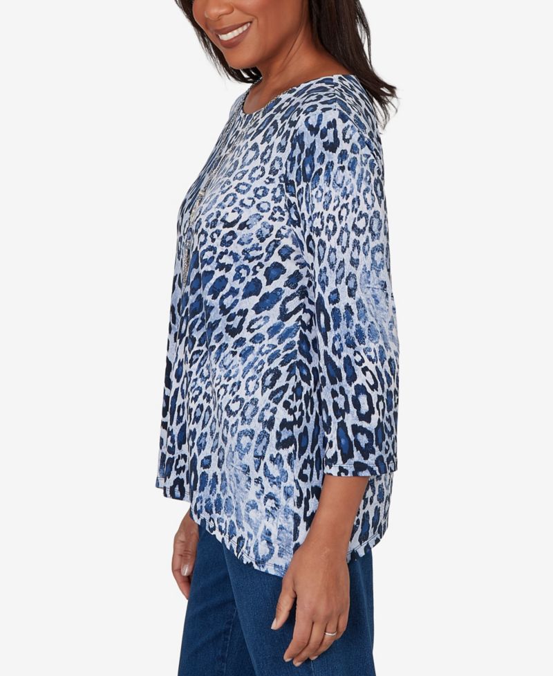 Petite Animal Printed Top with Necklace