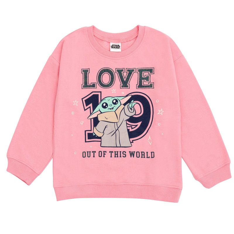 Girls 6-16 The Mandalorian Grogu Fleece Oversized Drop Shoulder Sweatshirt and Pleated Skirt