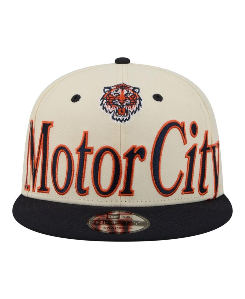 Men's Cream Detroit Tigers Oversized Slogan 9FIFTY Snapback Hat