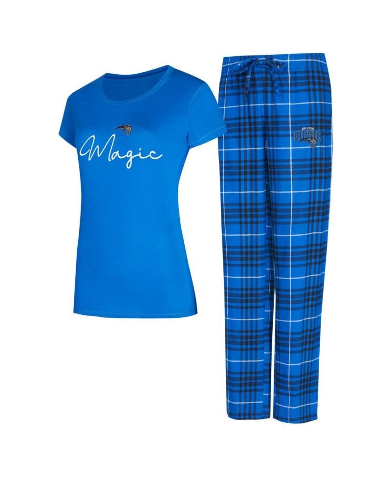 Women's 2-Piece Blue/Black Orlando Magic Vector Top and Flannel Pants Sleep Set