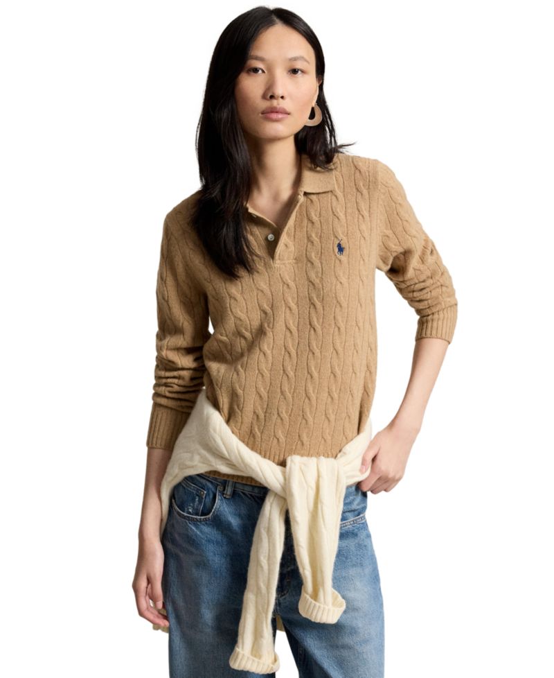 Women's Cable-Knit Long-Sleeve Wool-Cashmere Sweater