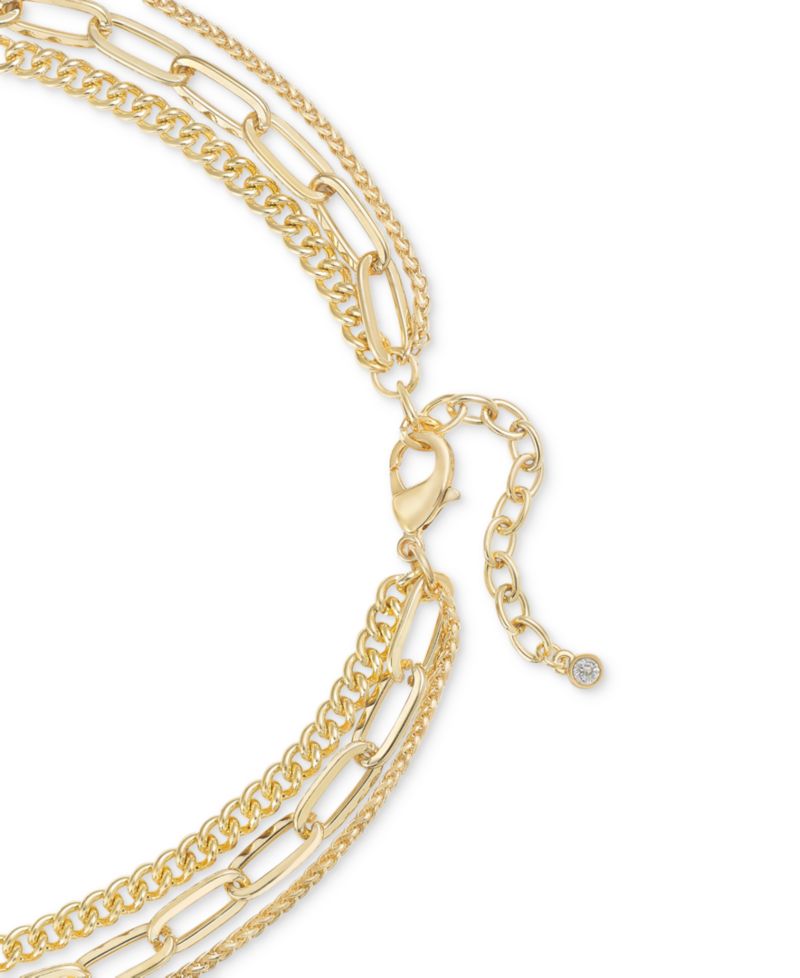 3-Row Chain Dog Tag Pendant Necklace, 16" to 19" + 2" extender