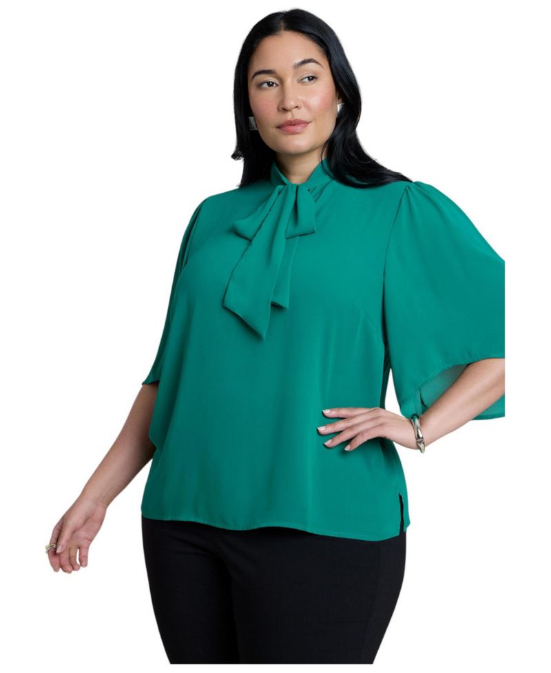 Women's Bow Blouse With Flutter Sleeve