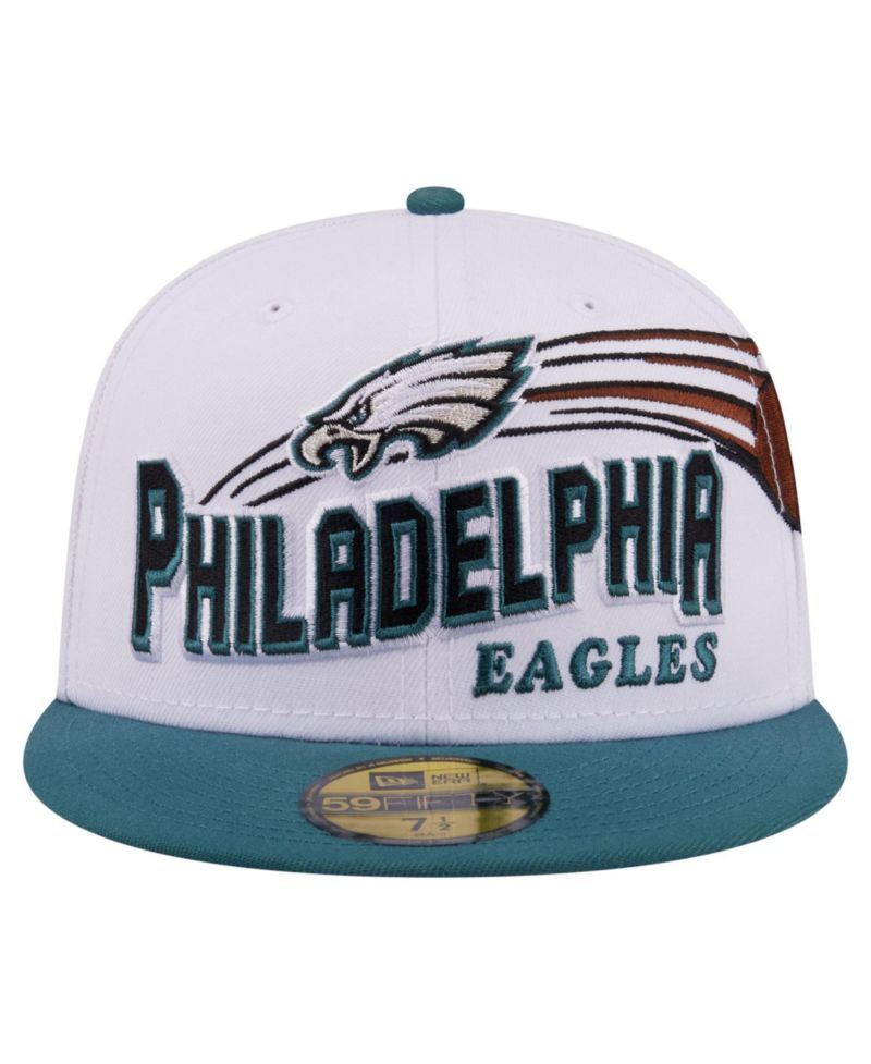 Men's White/Midnight Green Philadelphia Eagles Retro Swoop 59FIFTY Fitted Hat