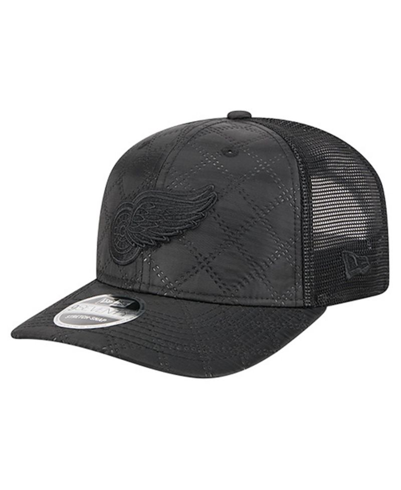 Men's Black Detroit Red Wings Quilted Nylon 9SEVENTY Adjustable Trucker Hat