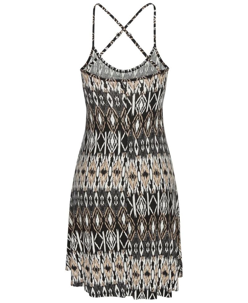 Women's Viscose Printed Crossed Strap A-Line Scoop-Neck Short Dress