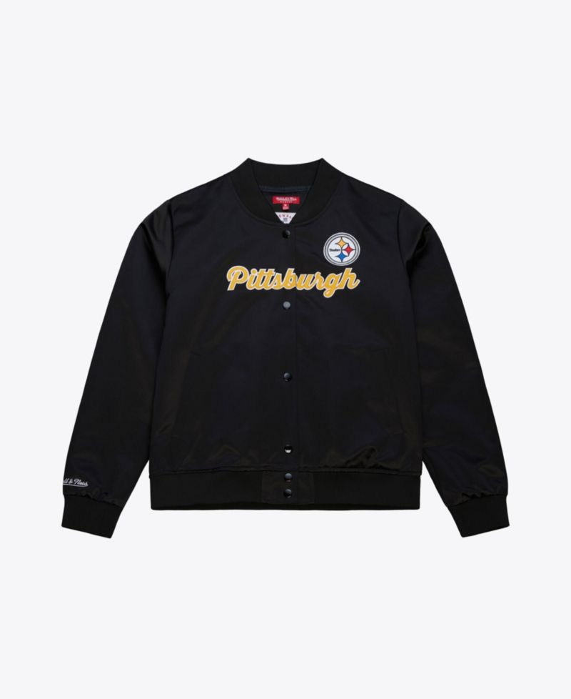 Women's Black Pittsburgh Steelers Full-Snap Satin Jacket