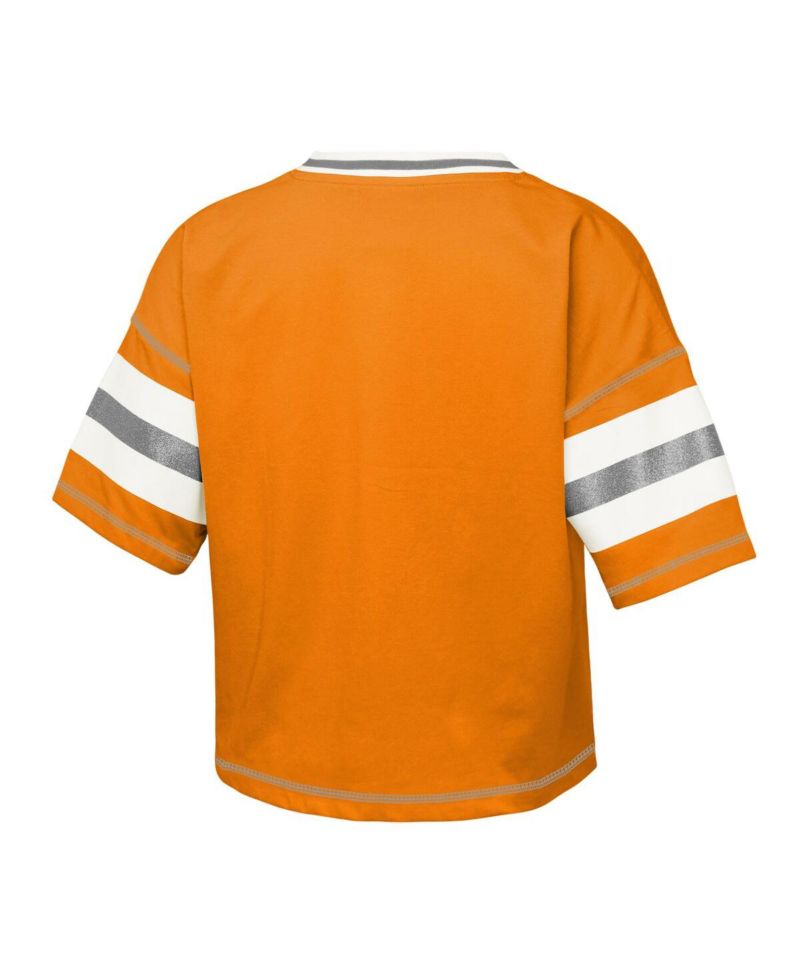 Big Girls Tennessee Orange Tennessee Volunteers Gridiron Jersey V-Neck T-Shirt