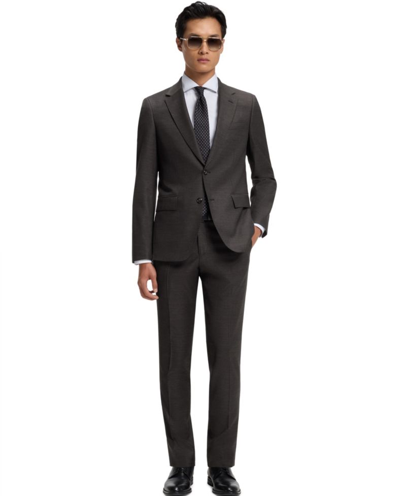 Men's Patterned Stretch Wool Two-Piece Slim-Fit Suit