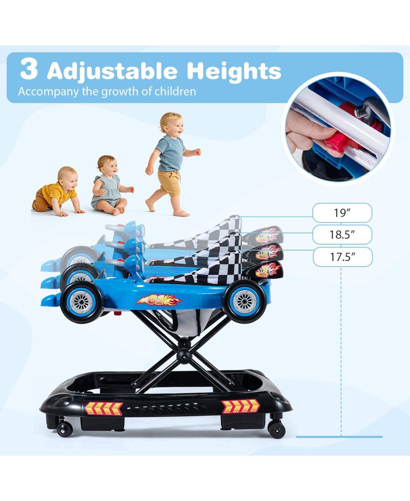 4-in-1 Foldable Baby Walker, Adjustable-Height, 4-Mode