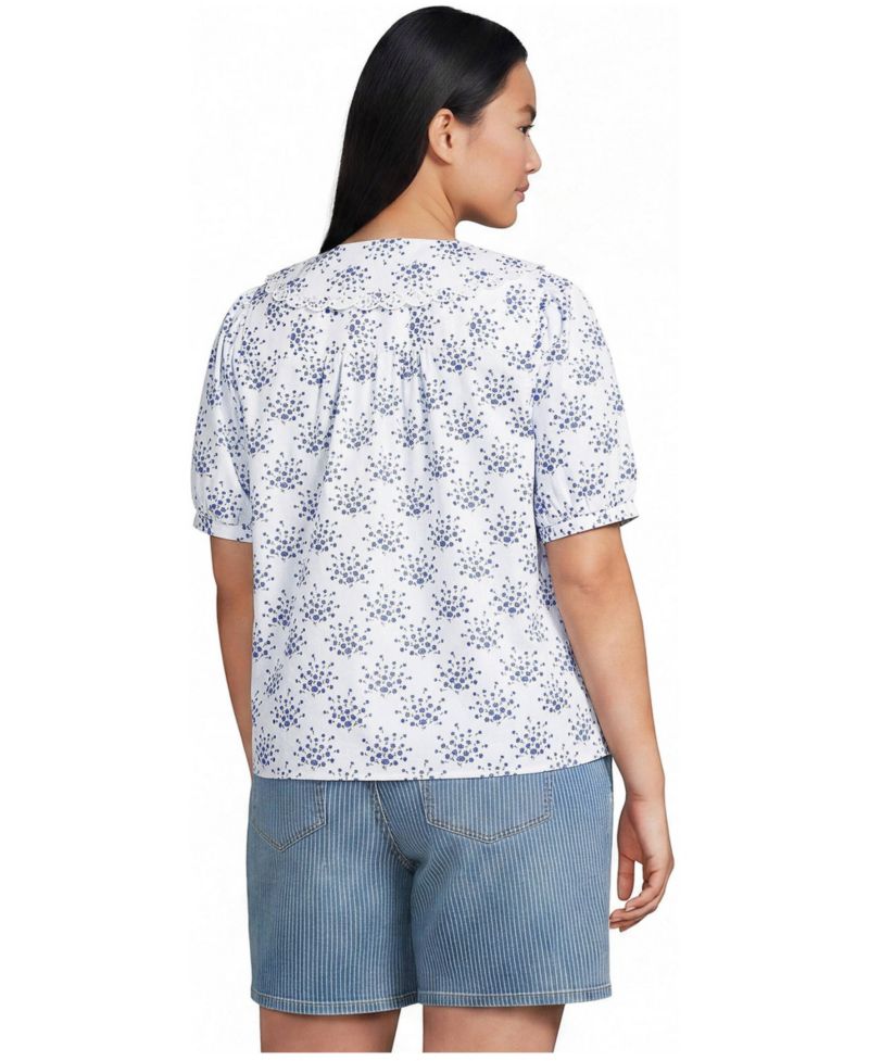 Plus Size Ruffle-Collar Puff-Sleeve Blouse