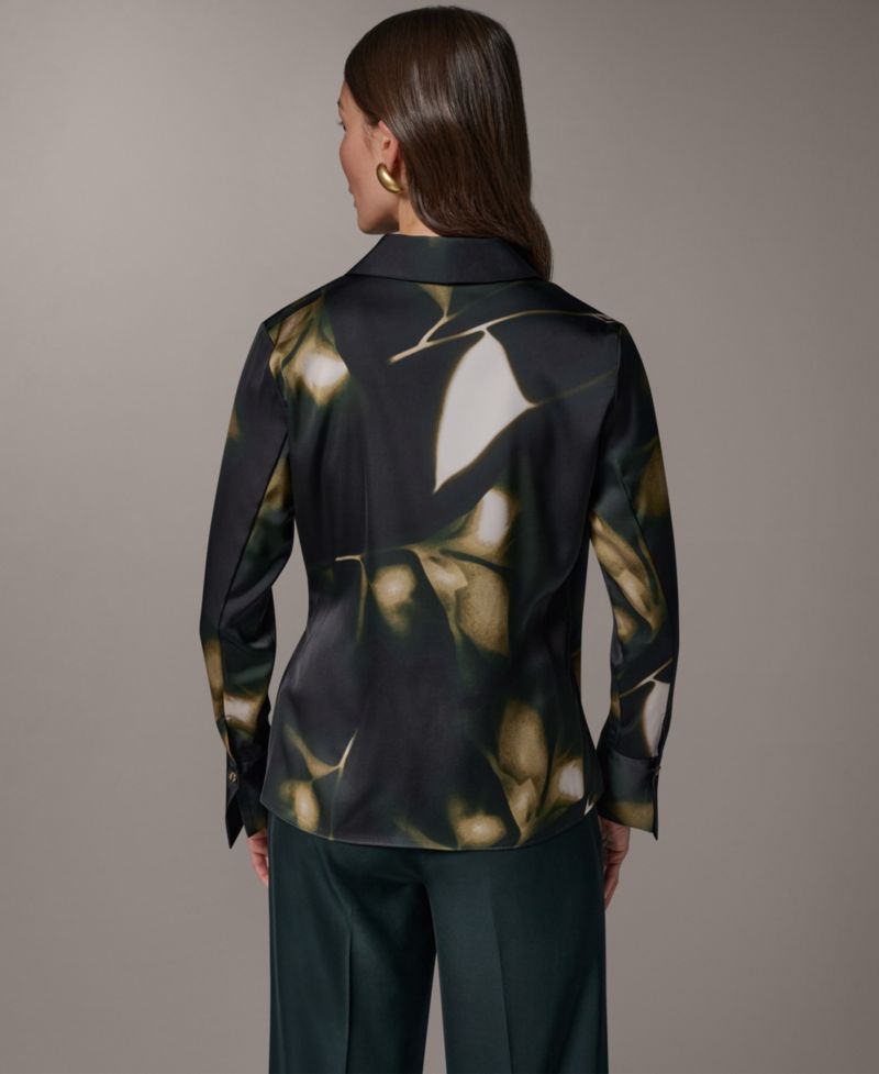 Women's Printed V-Neck Long-Sleeve Blouse