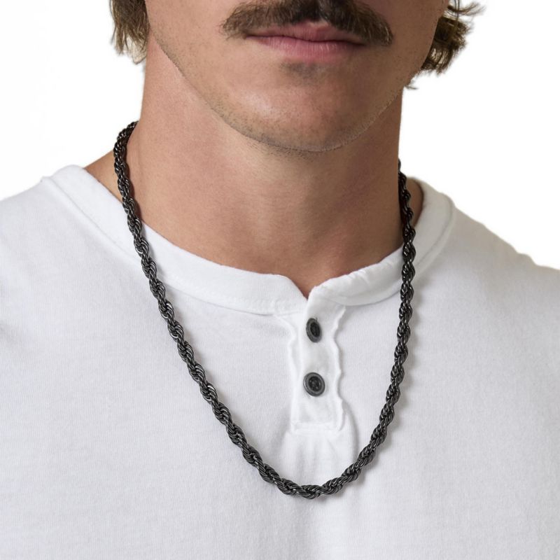 Black Twisted Rope Chain Necklace - 24'' Chain