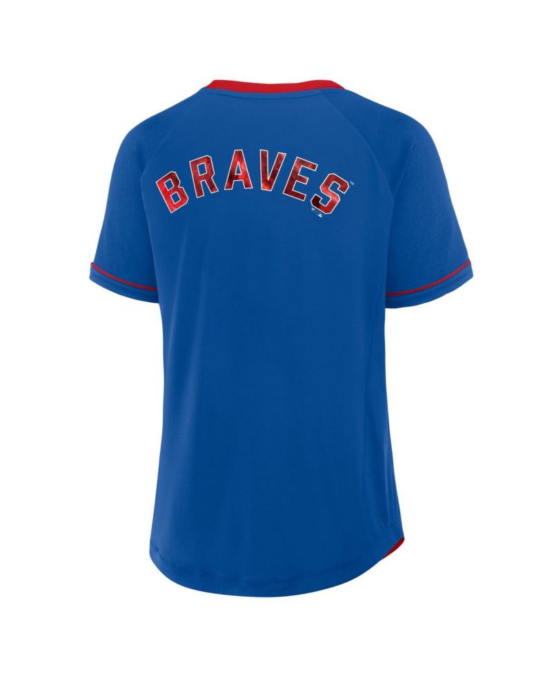 Women's Royal Atlanta Braves Cooperstown Collection League Diva Raglan V-Neck T-Shirt