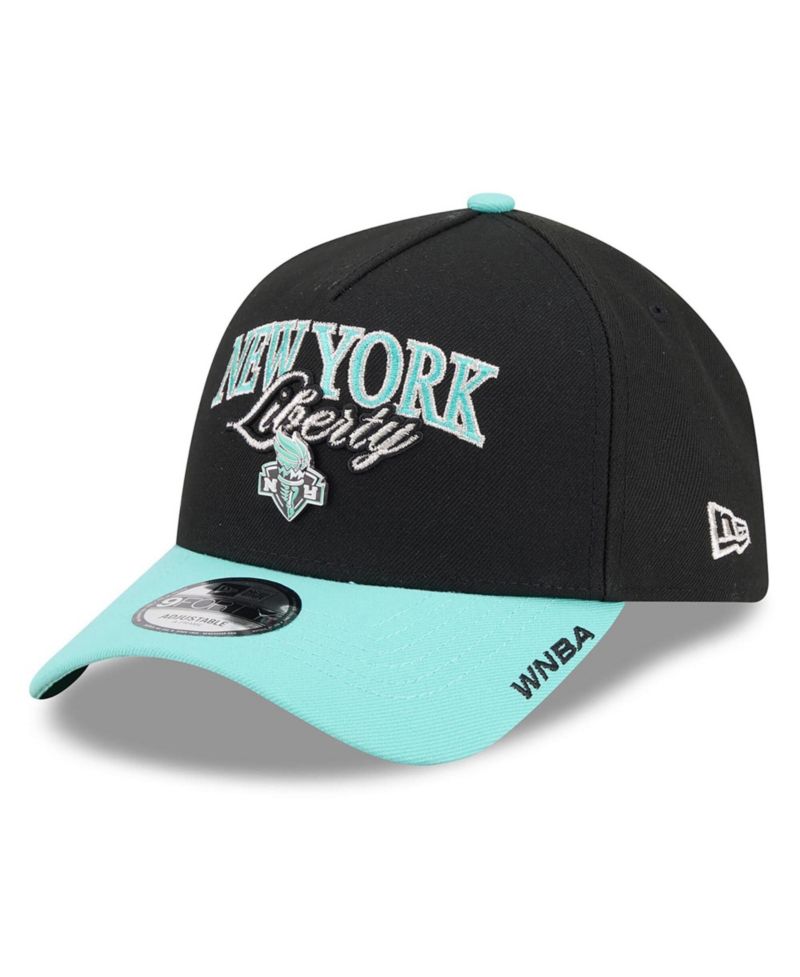 Men's and Women's Black/Mint New York Liberty WNBA Tip-Off 2026 Metal Badge A-Frame 9FORTY Adjustable Hat