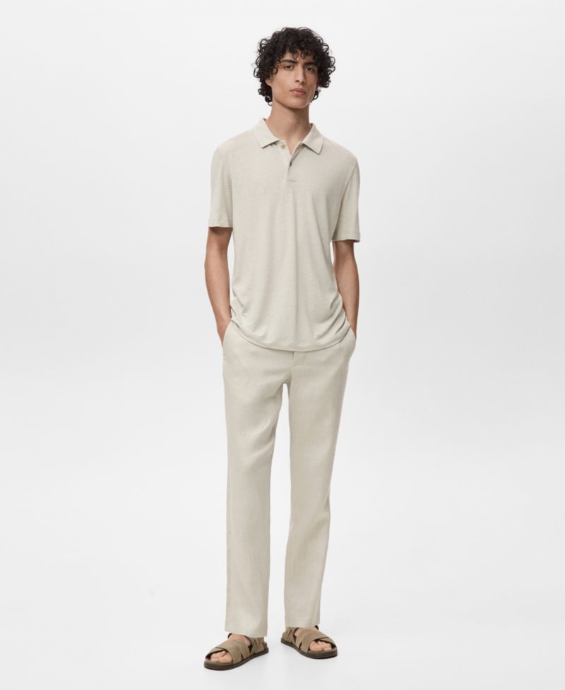 Men's Linen Blend Slim Fit Polo Shirt