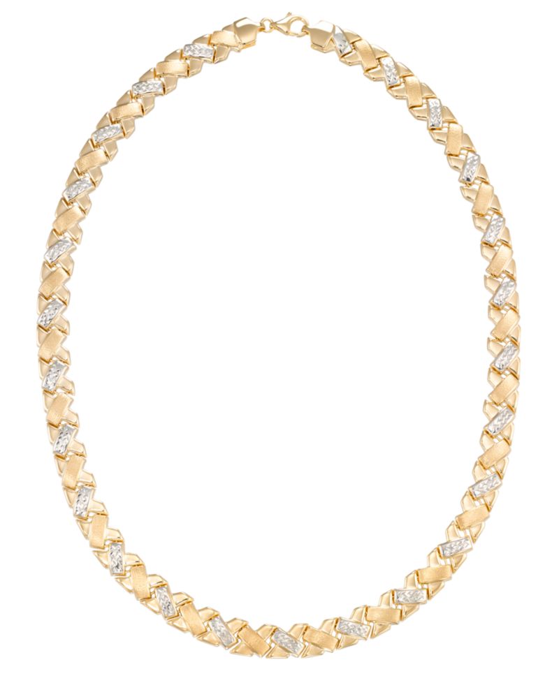 Diamond Cut Necklace in 18k Two-Tone Gold Over Sterling Silver