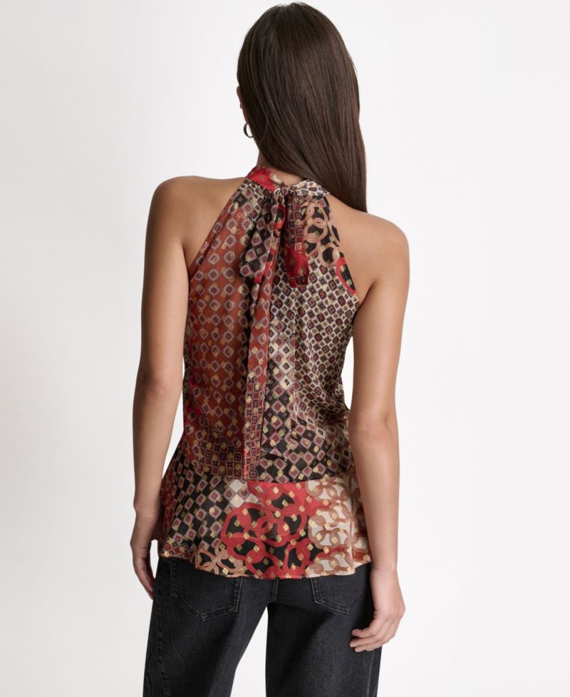 Women's Printed Ruffle Halter Neck Top