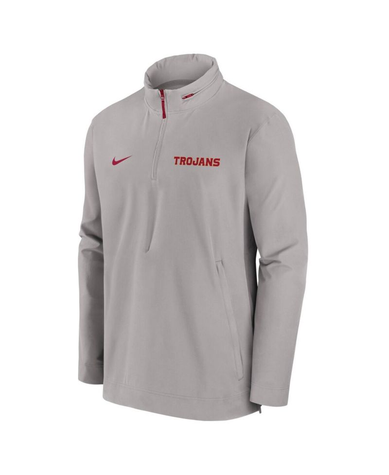Men's Pewter USC Trojans Sideline Coaches Quarter-Zip Jacket