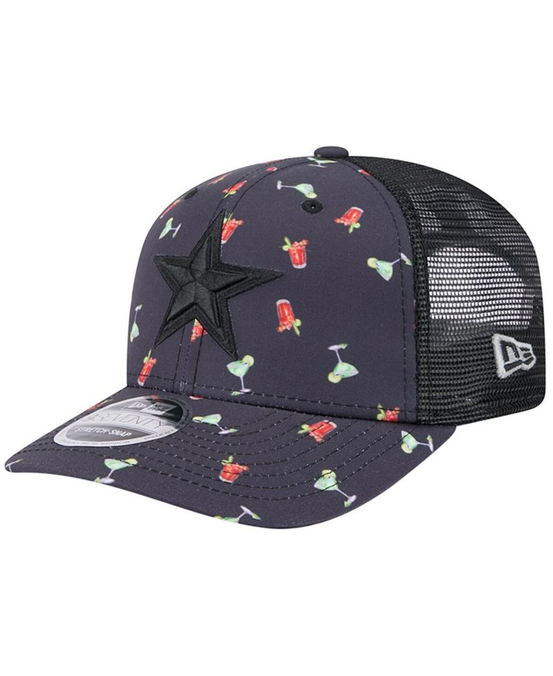 Men's Navy/Black Dallas Cowboys Adventure Drinks Pattern 9SEVENTY Stretch-Snap Hat