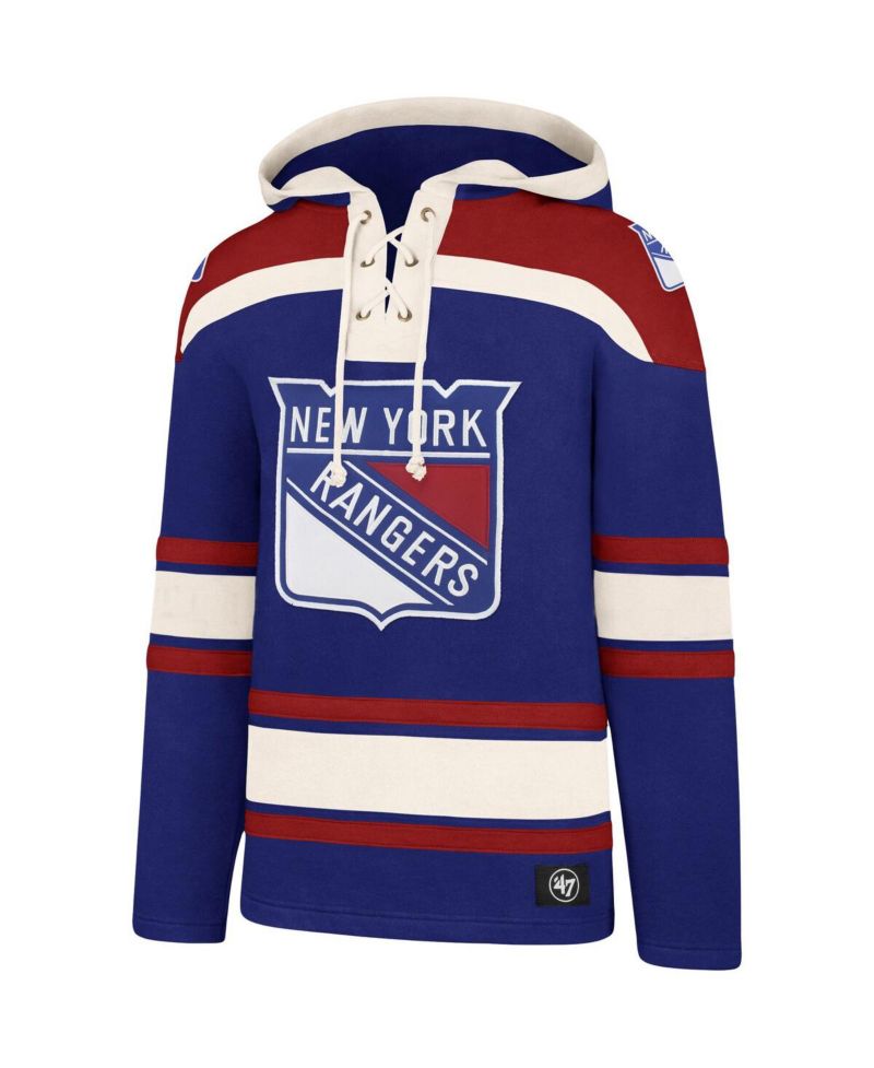 Men's Blue New York Rangers Superior Lacer Pullover Hoodie