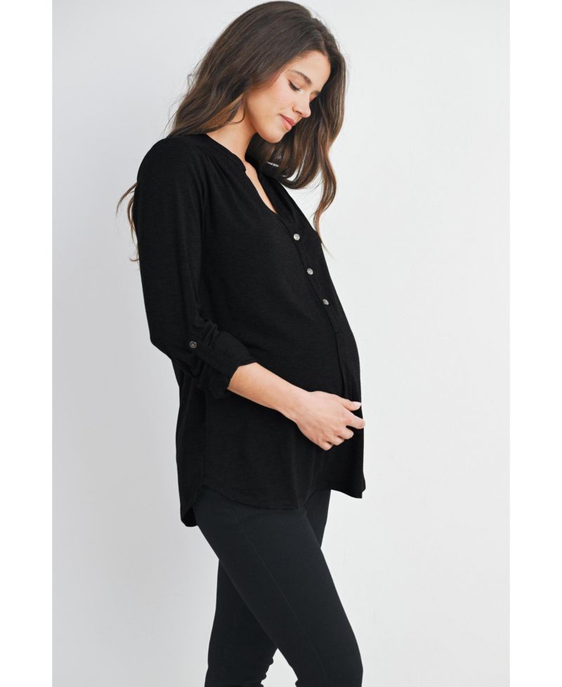 Maternity Henley V Neck Nursing Top