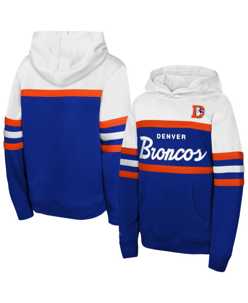 Big Boys and Girls Royal Denver Broncos Throwback Head Coach Hoodie