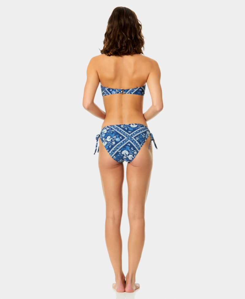 Women's Over the Shoulder Bandeau Neck Bikini Top and Full-Coverage Hipster Bottoms