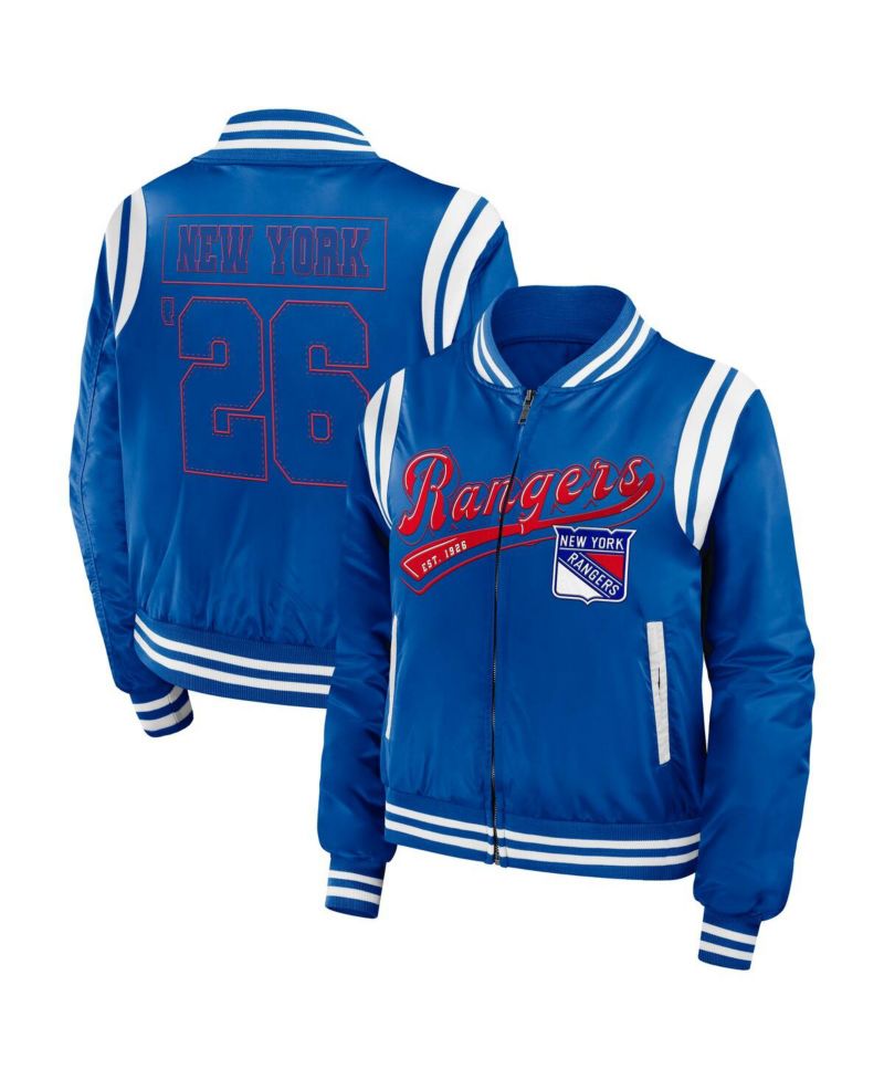 Women's Blue New York Rangers Baller Full-Zip Bomber Jacket