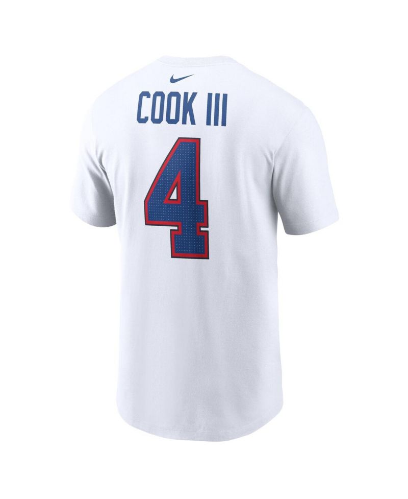 Men's James Cook III White Buffalo Bills Player Name & Number T-Shirt