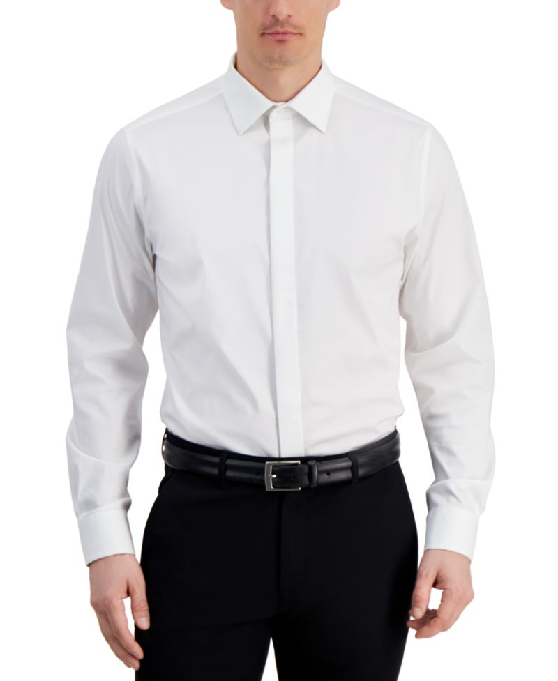 Men's Covered Placket Tuxedo Shirt, Regular & Slim Fit