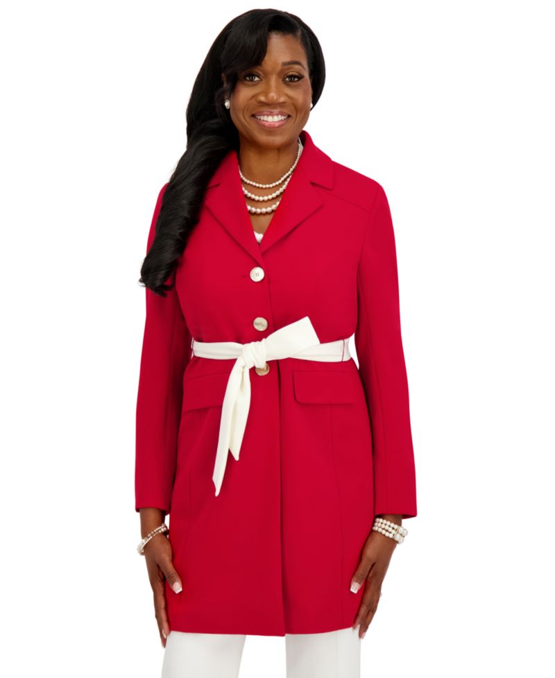Women's Three Button Patch Pocket Trench Coat