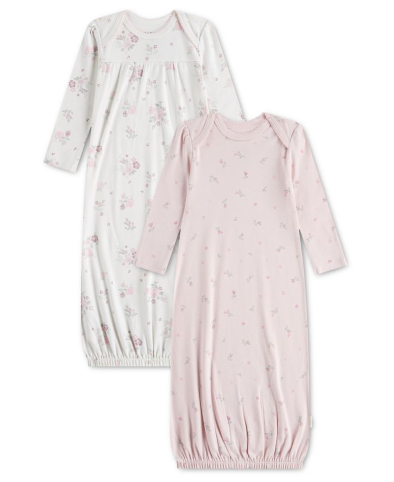 Baby Girls' Babywear Long-Sleeve Gowns, 2-Pack