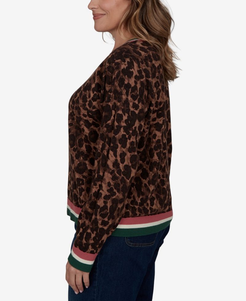 Plus Size Cheetah Print Knit Sweater