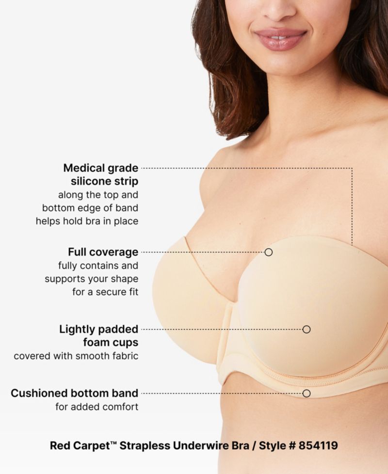 Red Carpet Full Figure Underwire Strapless Bra 854119, Up To I Cup