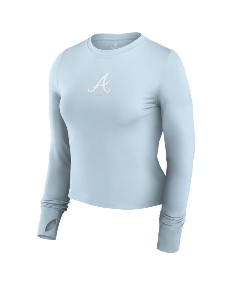 Women's Light Blue Atlanta Braves Studio Fitted Long Sleeve Gym Top