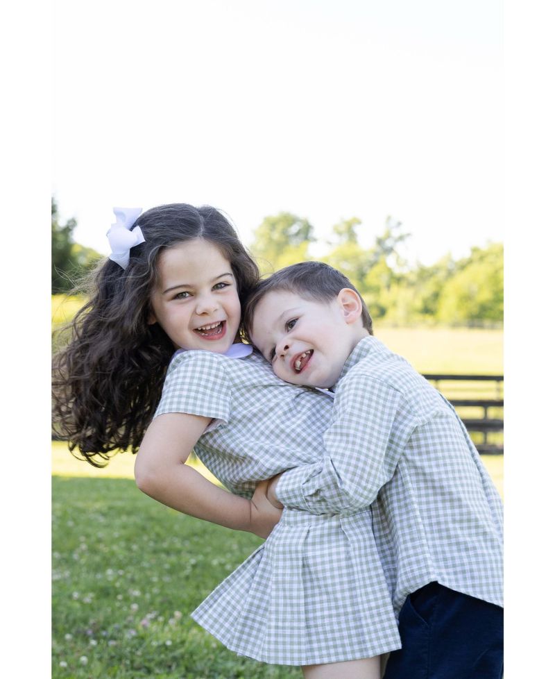 Girls (4-6X) Check Dress with Pleated Skirt And Bows