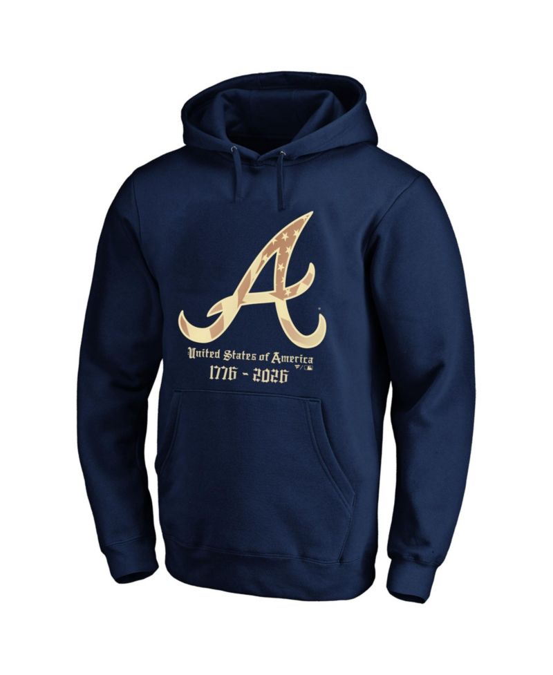 Men's Navy Atlanta Braves USA 1776-2026 Big & Tall Hoodie