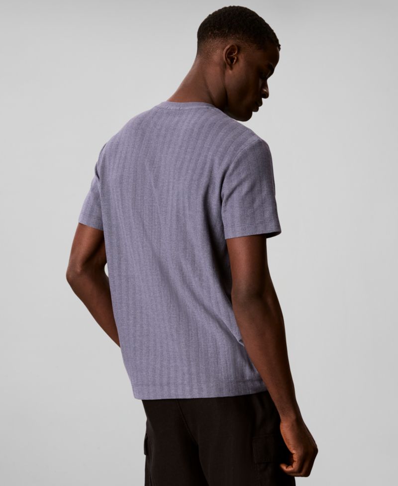 Men's Vertical Stripe Textured Crewneck T-Shirt