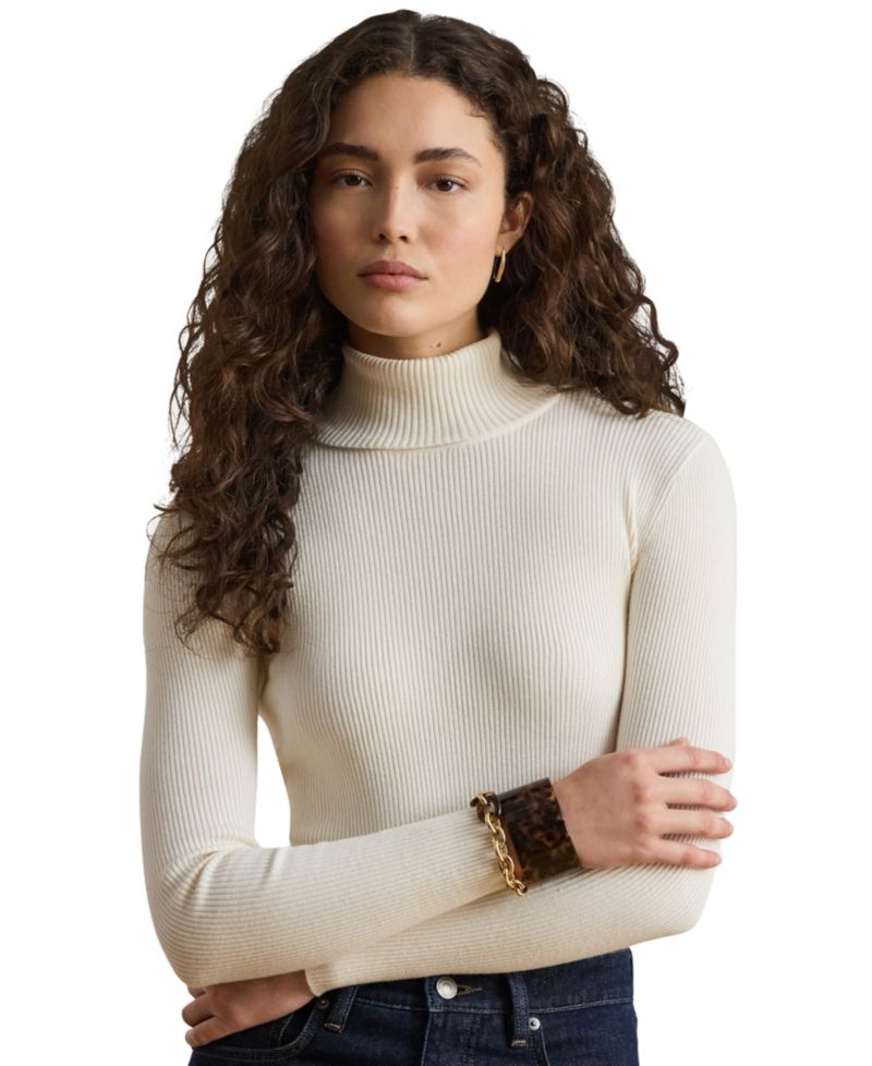 Petite Ribbed Slim-Fit Cotton-Blend Turtleneck Sweater