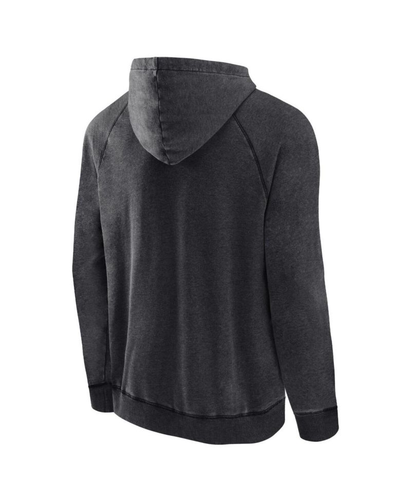 Men's Heather Charcoal Distressed Portland Trail Blazers Foul Trouble Snow Wash Raglan Pullover Hoodie