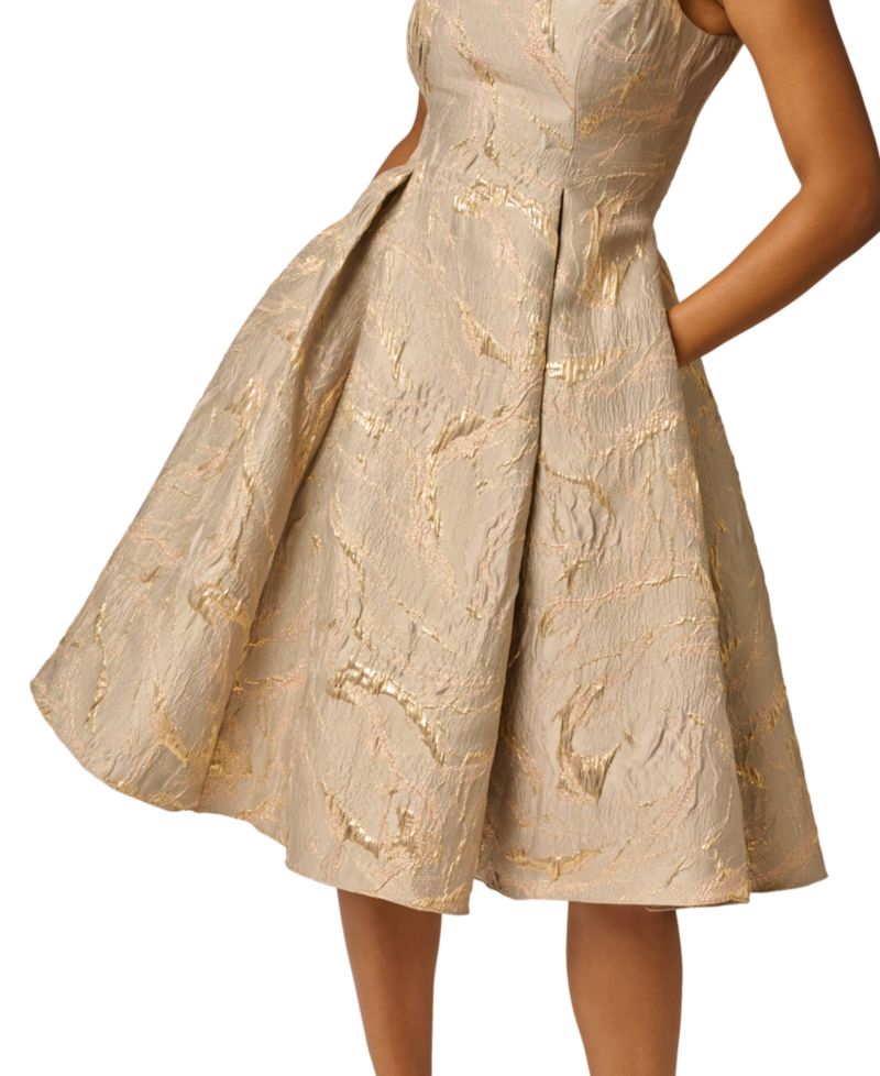 Women's Metallic Jacquard Fit & Flare Dress