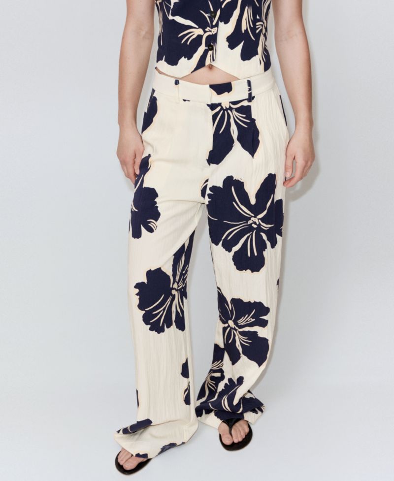 Women's Straight Floral-Printed Lyocell Pants